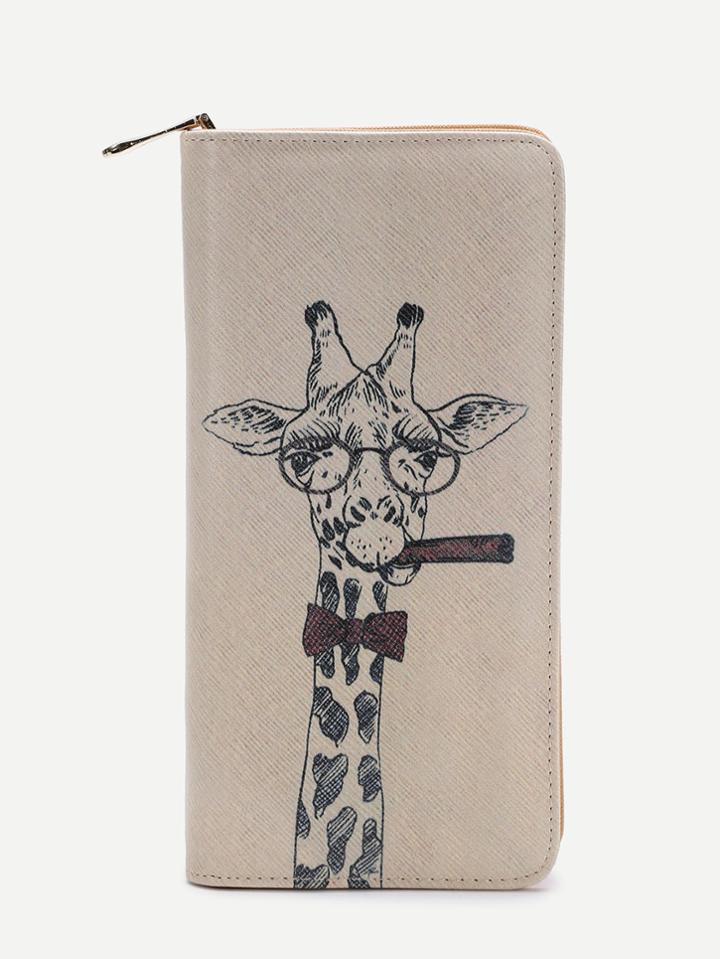 Shein Beige Giraffe Print Cut Wallet