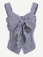 Shein Contrast Striped Bow Tie Pointed Hem Tank Top