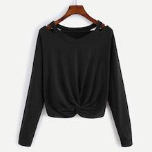 Shein Cut Out Neck Twist Front Tee