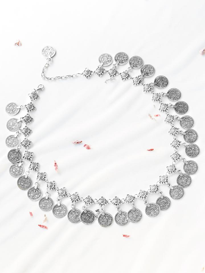 Shein Silver Coin Detail Statement Necklace