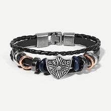 Shein Men Shield Detail Layered Woven Bracelet