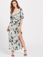 Shein V Neckline Floral Print Slit Side Maxi Dress