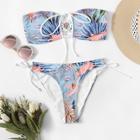 Shein Lace-up Tie Side Random Tropical Bikini Set