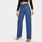 Shein Self Belted Straight Leg Jeans