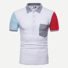 Shein Men Pocket Detail Color Block Polo Shirt