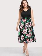Shein Rose Print Combo Dress