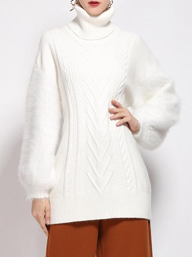 Shein White High Neck Loose Sweater