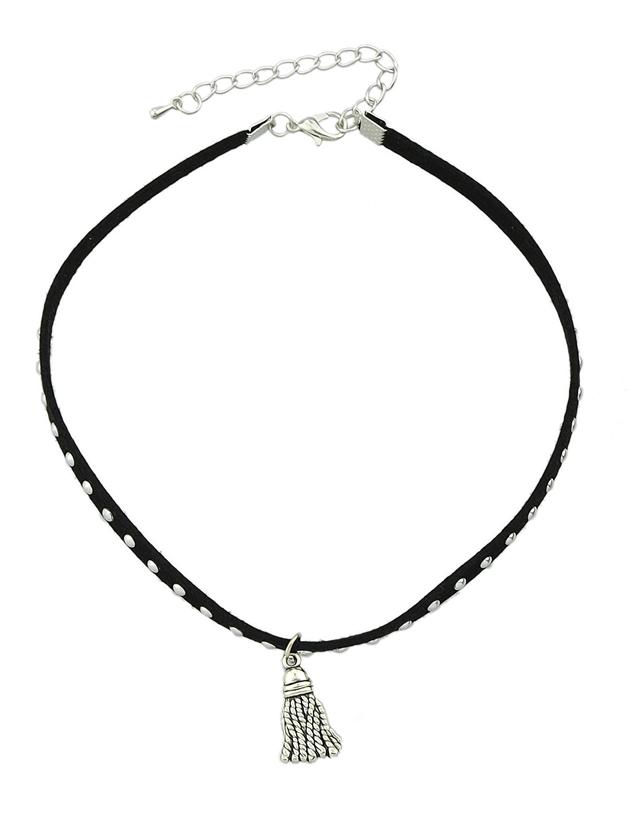 Shein Pu Spike Tassel Choker Necklace