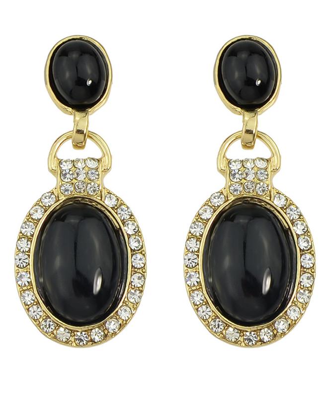 Shein Black Rhinestone Drop Dangle Earrings