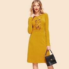 Shein Ruffle Trim Fit And Flare Dress