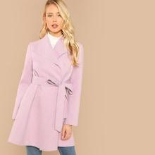 Shein Waterfall Collar Self Belted Coat