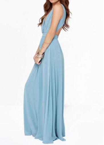Rosewe Chiffon High Waist Cutout Back Maxi Dress