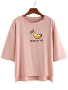 Shein Banana Print High-low T-shirt