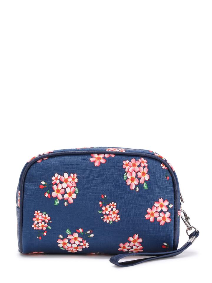 Shein Flower Print Pouch Bag With Wristlet