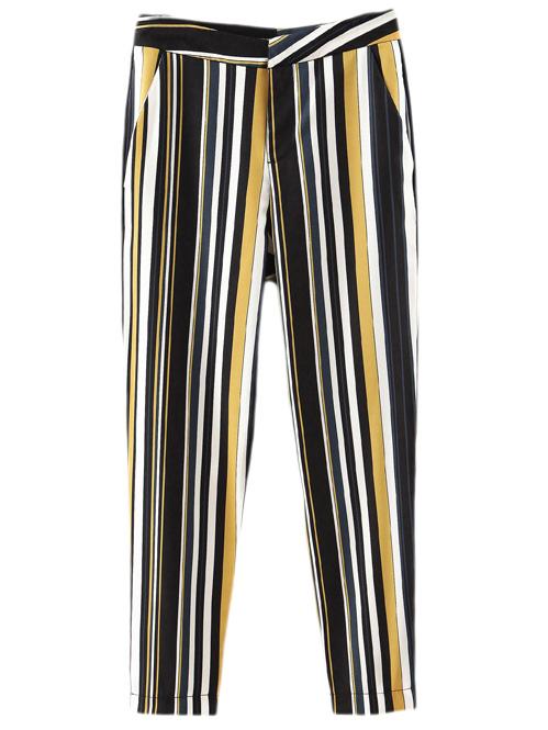 Shein Multicolor Pockets Vertical Stripe Pants
