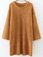Shein Ginger Round Neck Drop Shoulder Sweater Dress