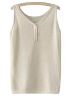 Shein Apricot V Neck Buttons Camis Top