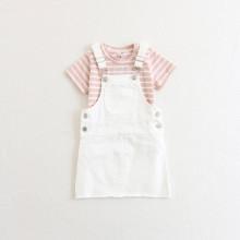 Shein Girls Stripe Tee With Overall Dress