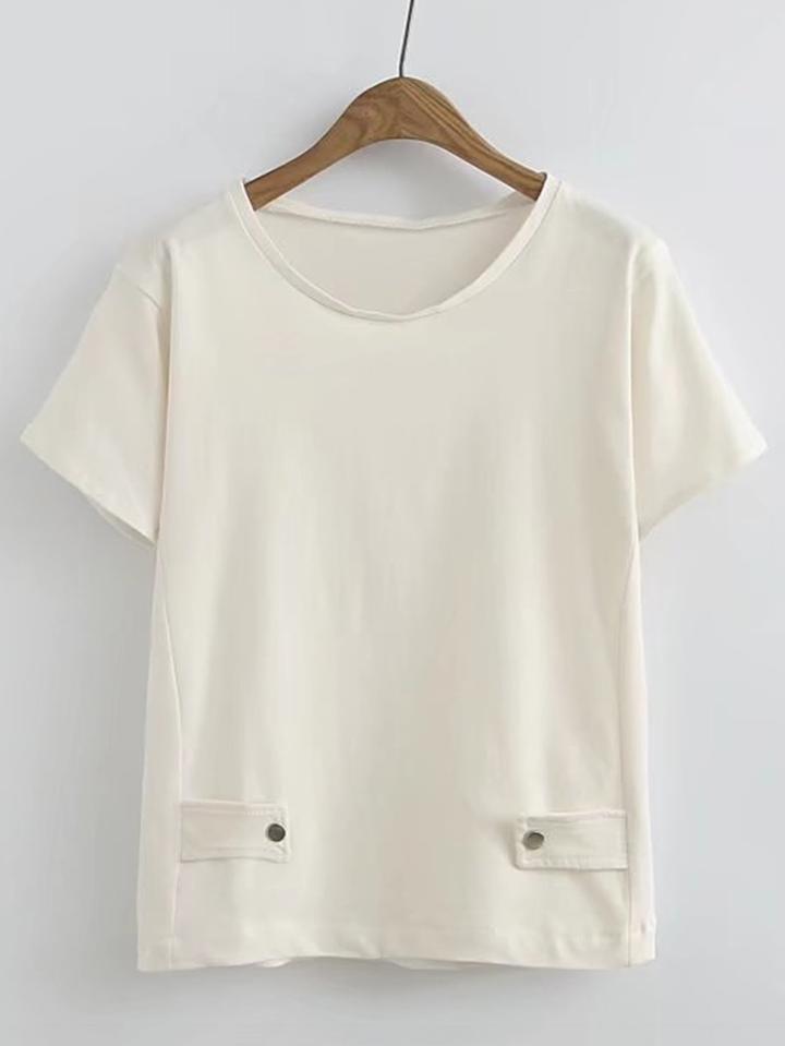 Shein Short Sleeve Tee With Buttons