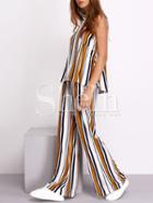 Shein Vertical Stripe Sleeveless With Long Pants