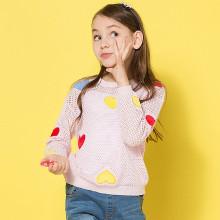 Shein Girls Heart Embroidered Eyelet Jumper