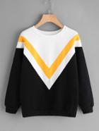 Shein Drop Shoulder Chevron Pattern Sweatshirt