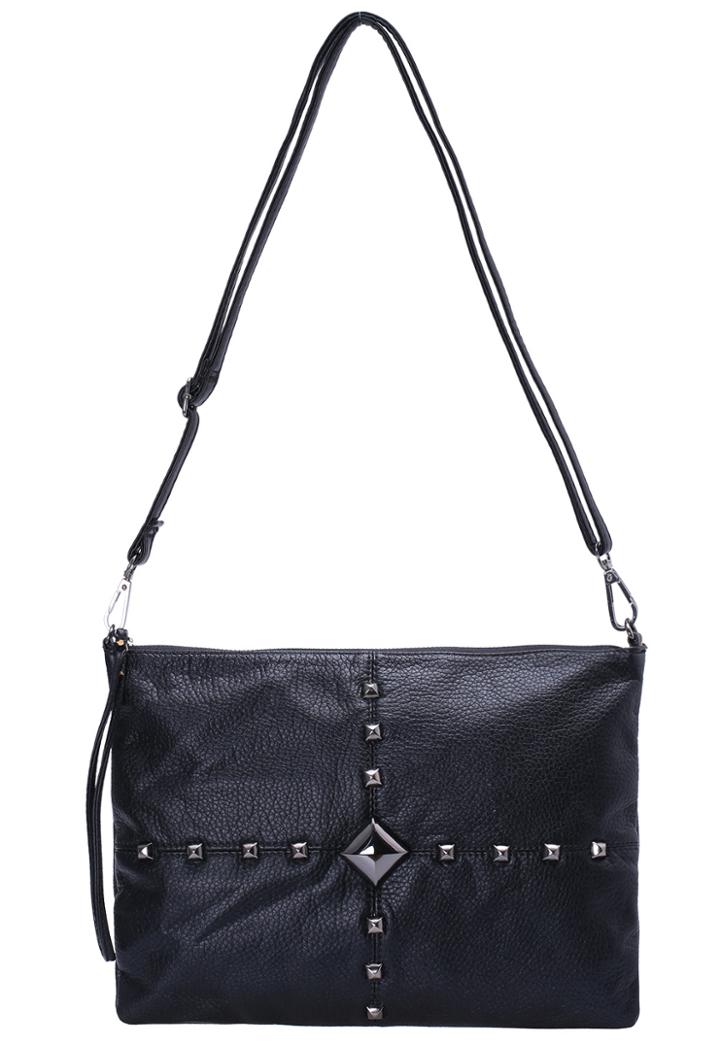 Shein Black Rivet Pu Shoulder Bag