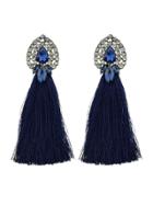 Shein Blue Bohemian Style Colorful Water Drop Crystal Tassel Long Dangle Earring