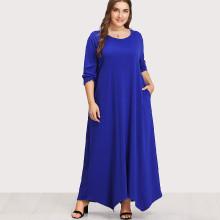 Shein Plus Long Sleeve Solid Maxi Dress