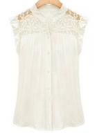 Rosewe Vogue Button Closure Mandarin Collar Sleeveless Woman Shirt
