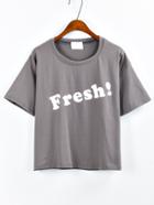 Shein Letter Print Drop Shoulder T-shirt - Grey