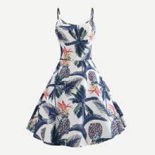 Shein Tropical Print Cami Circle Dress