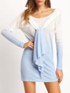 Shein Blue Ombre Scarf Embellished Slim Dress