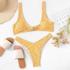 Shein Plus Gingham Knot Front Bikini Set