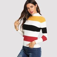 Shein Stander Collar Cut And Sew Sweater