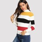 Shein Stander Collar Cut And Sew Sweater