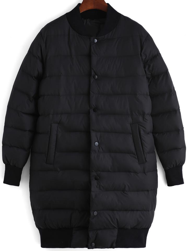 Shein Black Stand Collar Single Breasted Coat