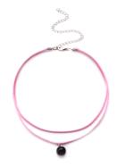 Shein Pink Double Layer Faux Pearl Choker Necklace