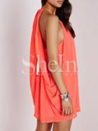 Shein Red Spaghetti Strap Asymmetric Dress