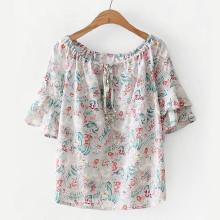 Shein All Over Florals Tiered Ruffle Sleeve Blouse