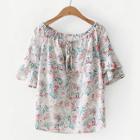 Shein All Over Florals Tiered Ruffle Sleeve Blouse