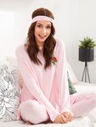 Shein Rose Embroidered Pajama Set With Headband