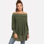 Shein Off Shoulder Ruffle Hem Tee