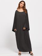 Shein Fluted Sleeve Marled Knit Cocoon Dress