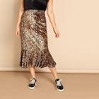 Shein Plus Leopard Print Fishtail Hem Skirt
