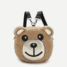 Shein Girls Cartoon Bear Design Faux Fur Bag