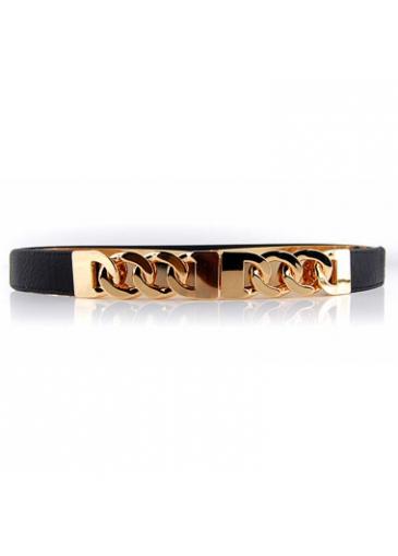 Rosewe Gold Twisted Metal Chain And Pu Belt
