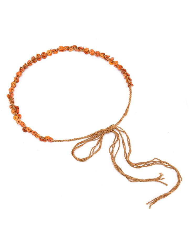 Shein Wood Button Woven Belt