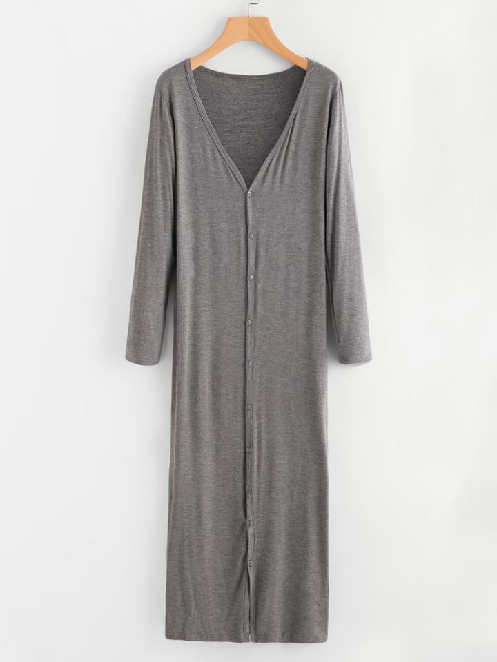 Shein Marled Knit Full Length Cardigan