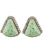 Shein Green Gemstone Gold Diamond Triangle Earrings